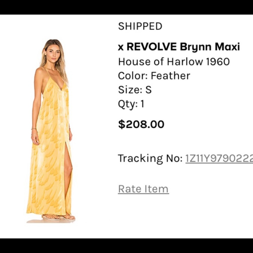 House of Harlow 1960 Brynn Feather Maxi Dress in Yellow
